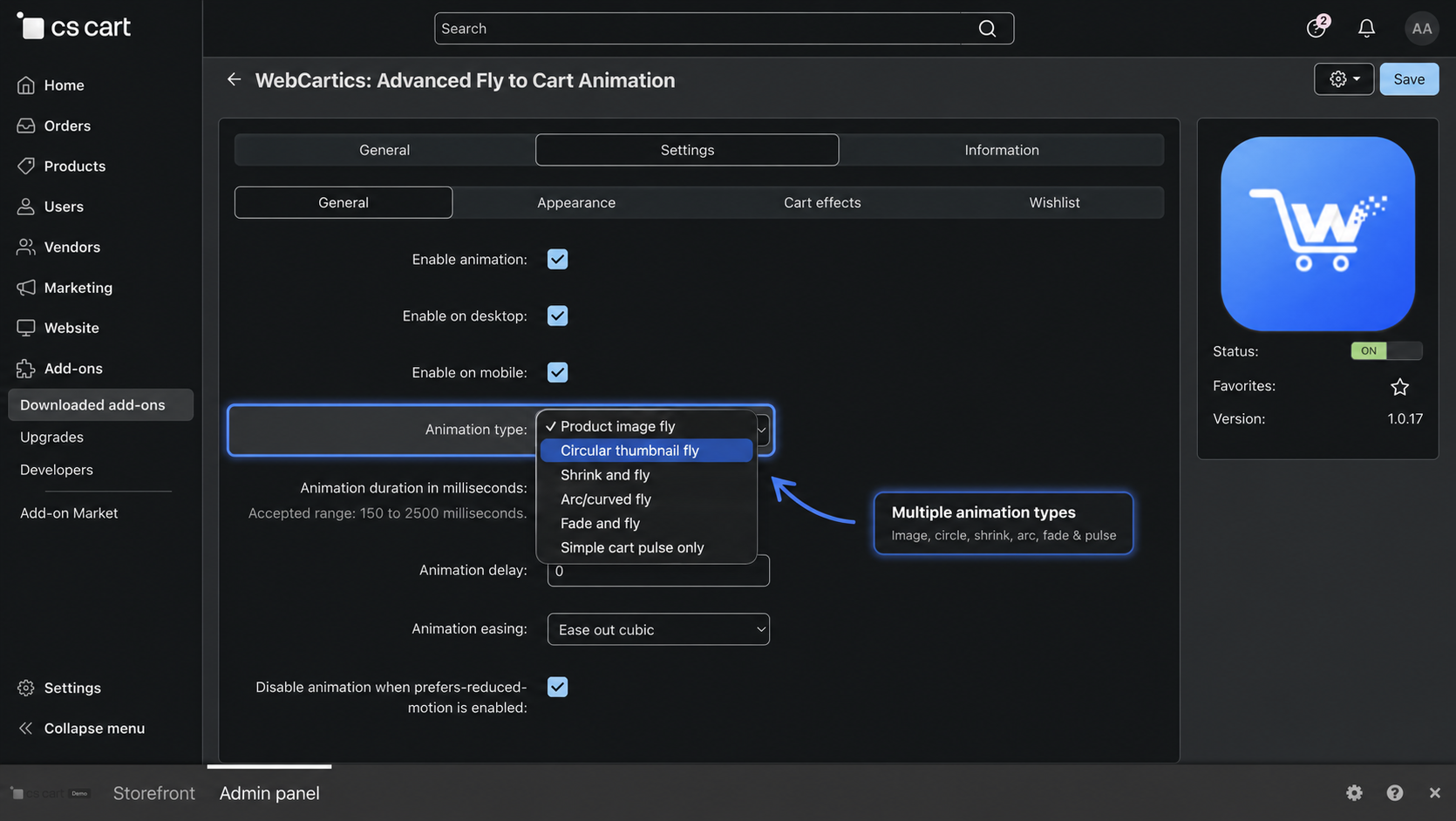 Add to Cart Visual Effects for CS-Cart image 5